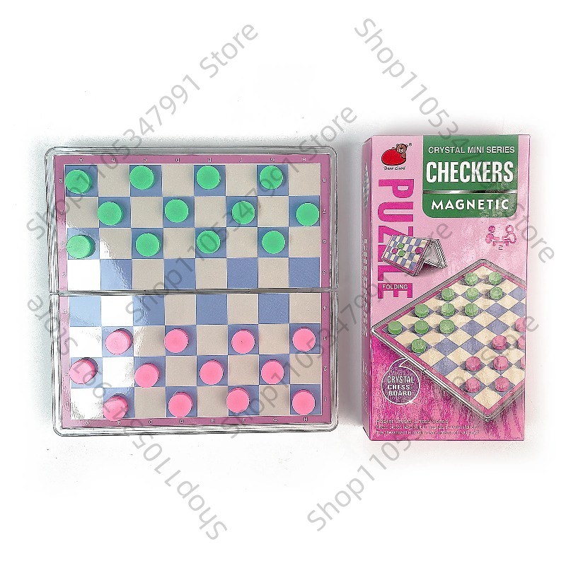 Board Game Strategi - Foldable Magnetic Crystal Checkers Board Game
